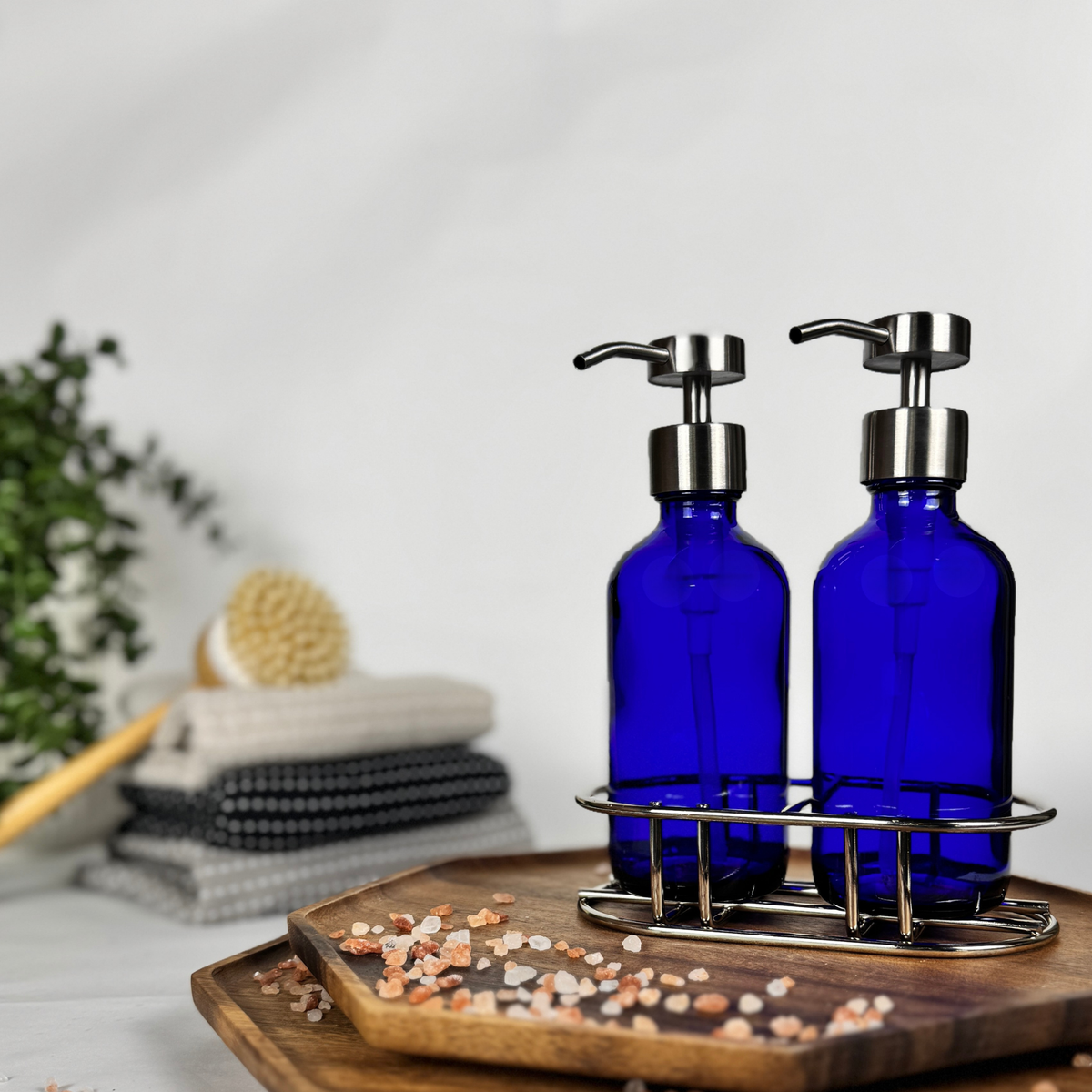 Cobalt Blue Glass Hand Soap and Dish Soap Set - Apothecary Collection product detail