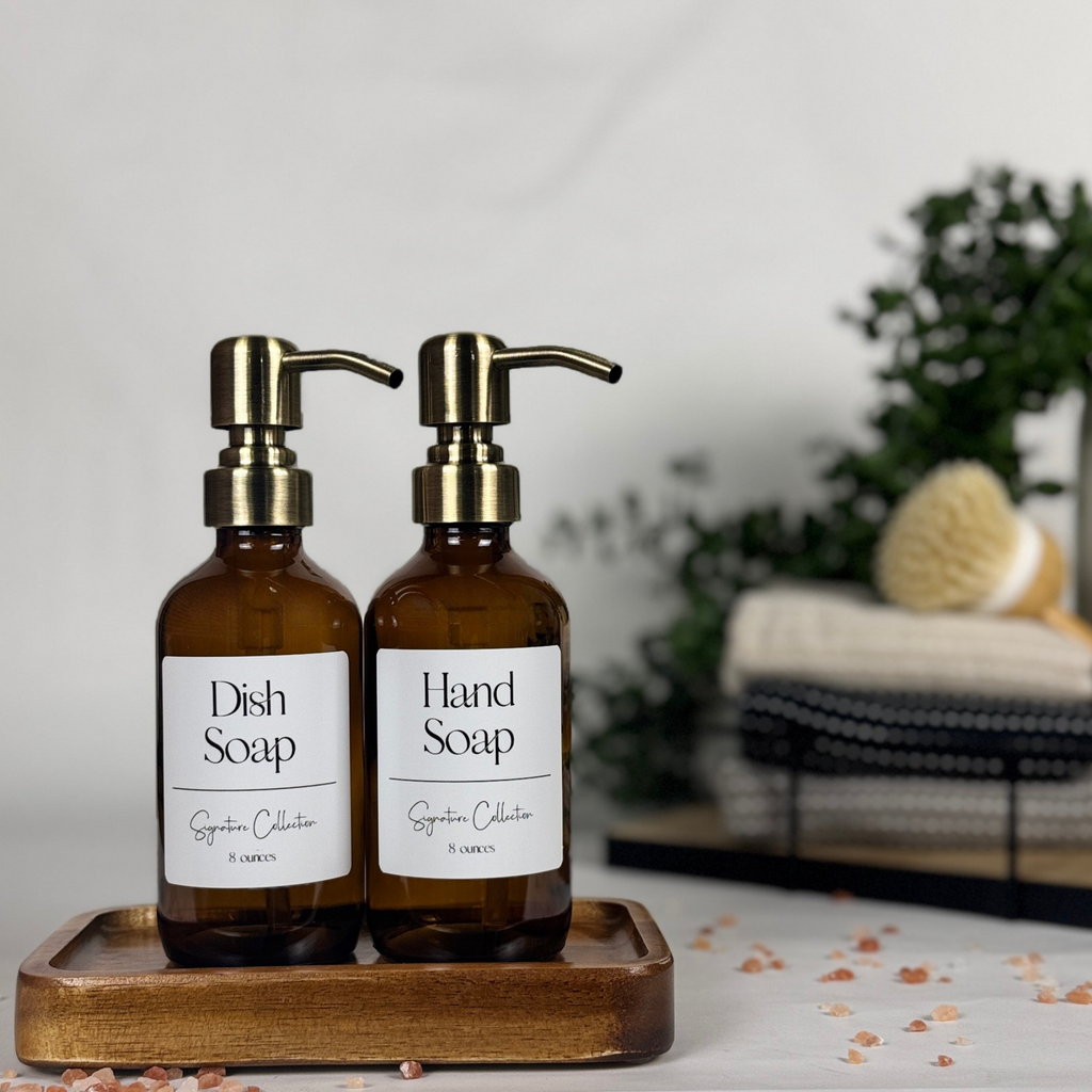 Amber Glass Hand Soap and Dish Soap Dispenser - Signature Collection product detail