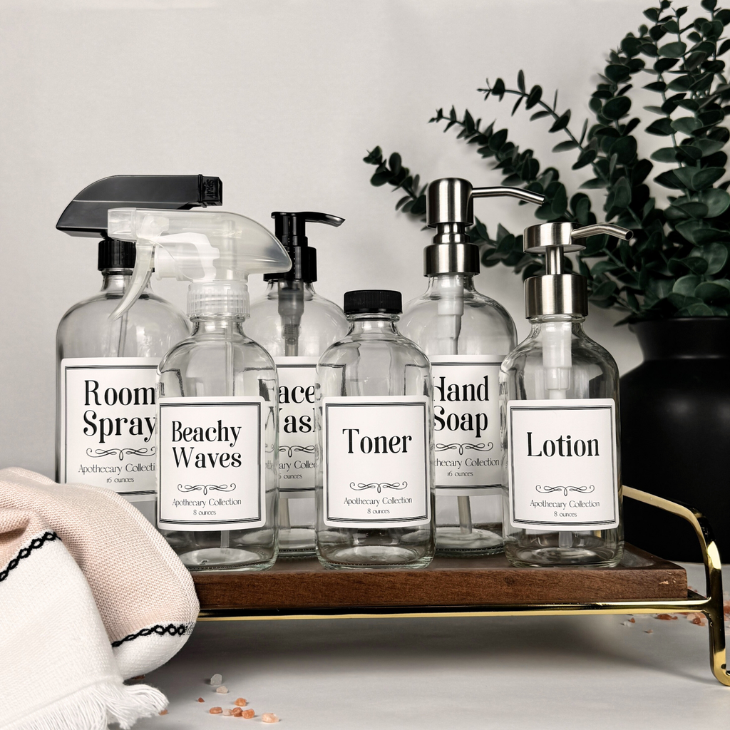 Clear Glass Dispenser - Apothecary Collection Custom Label product detail