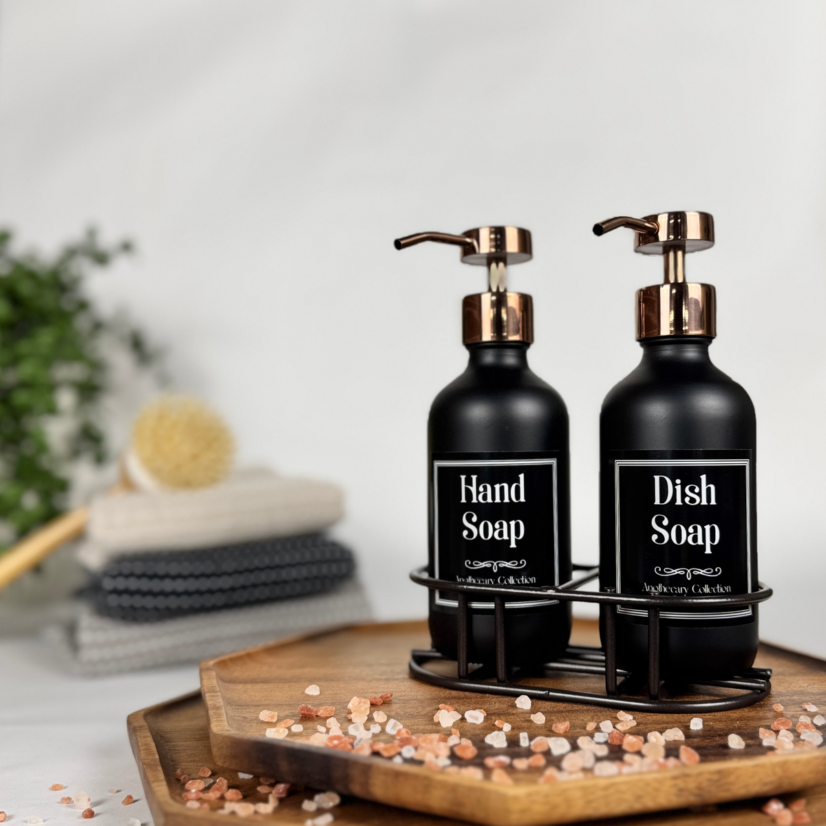 Black Matte Glass Hand Soap and Dish Soap Set - Apothecary Collection product detail