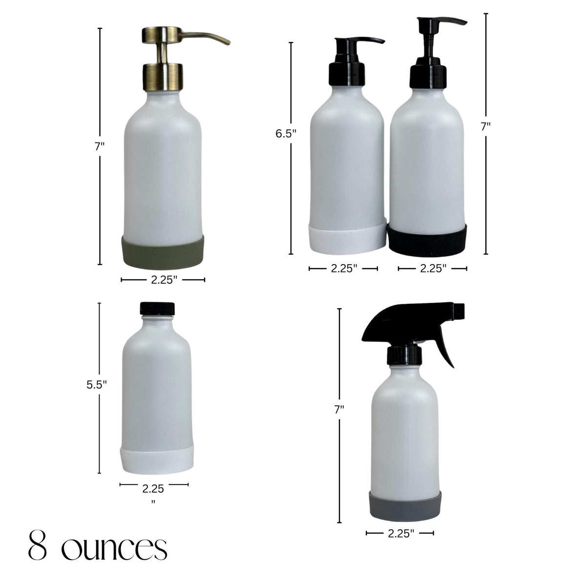 White Matte Glass Dispenser with Silicone Sleeve - Apothecary Collection Custom Label product detail