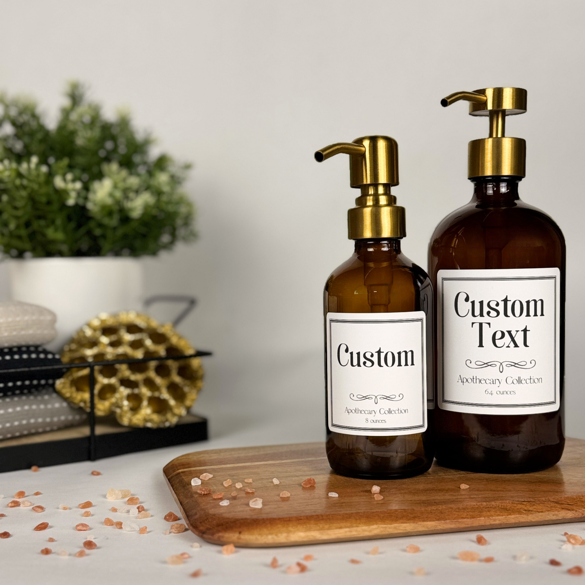 Amber Glass Dispenser - Apothecary Collection Custom Label product detail