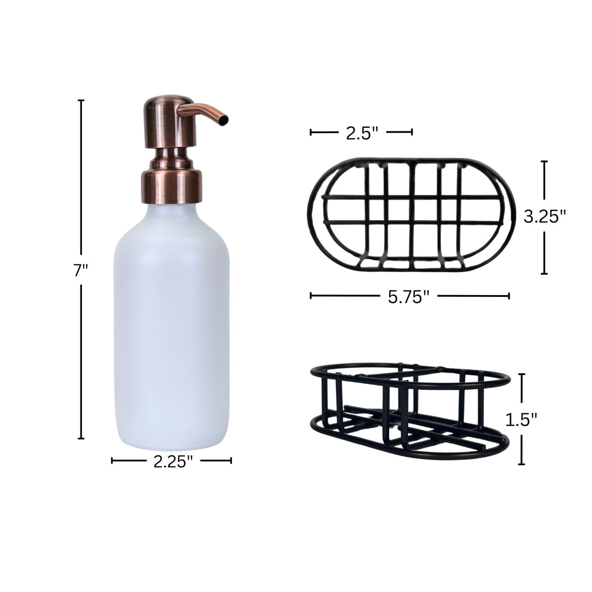 White Matte Glass Hand Soap and Dish Soap Set - Apothecary Collection product detail