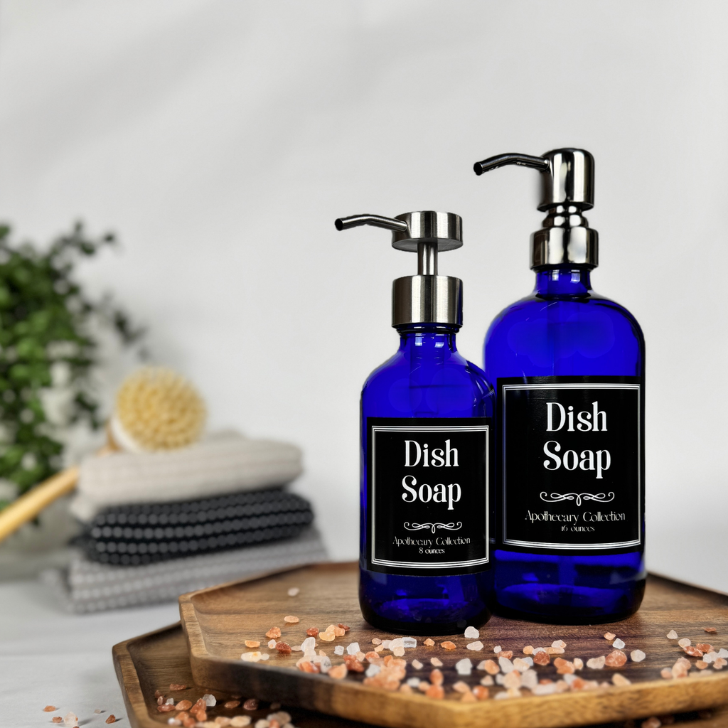 Cobalt Blue Glass Hand Soap and Dish Soap Dispenser - Apothecary Collection product detail