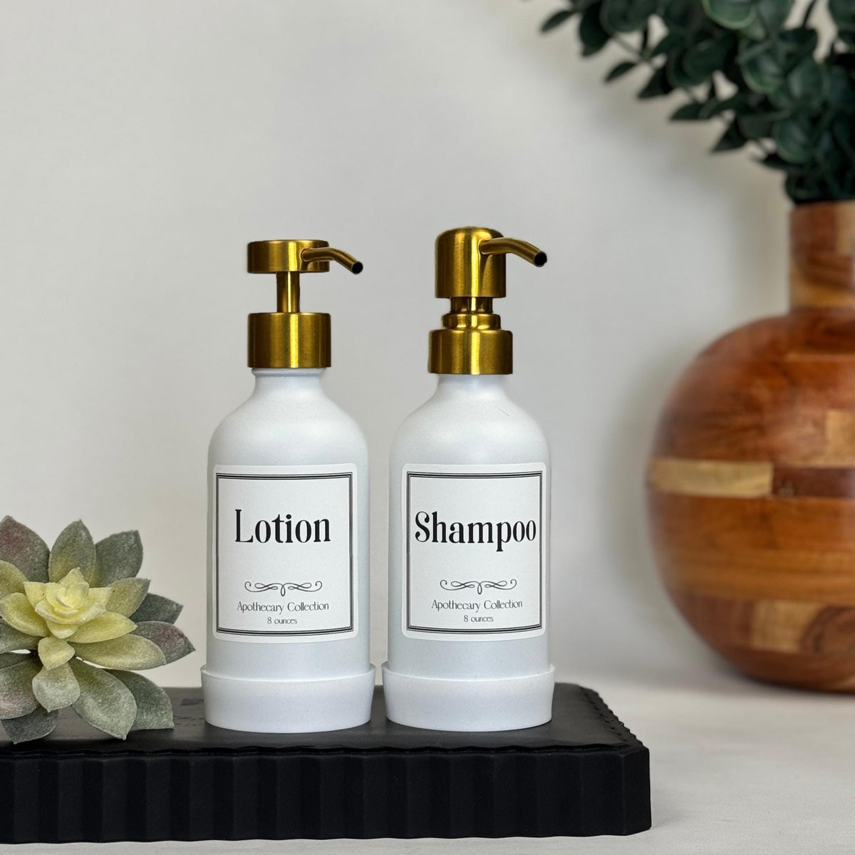 White Matte Glass Dispenser with Silicone Sleeve - Apothecary Collection Custom Label product detail