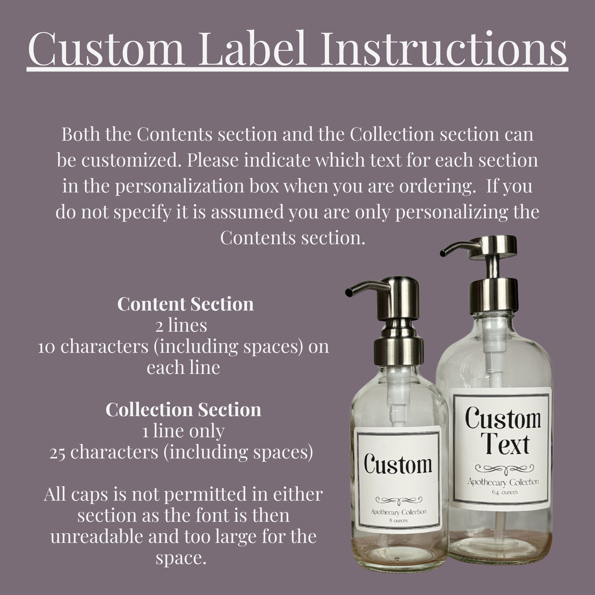 Clear Glass Dispenser - Apothecary Collection Custom Label product detail