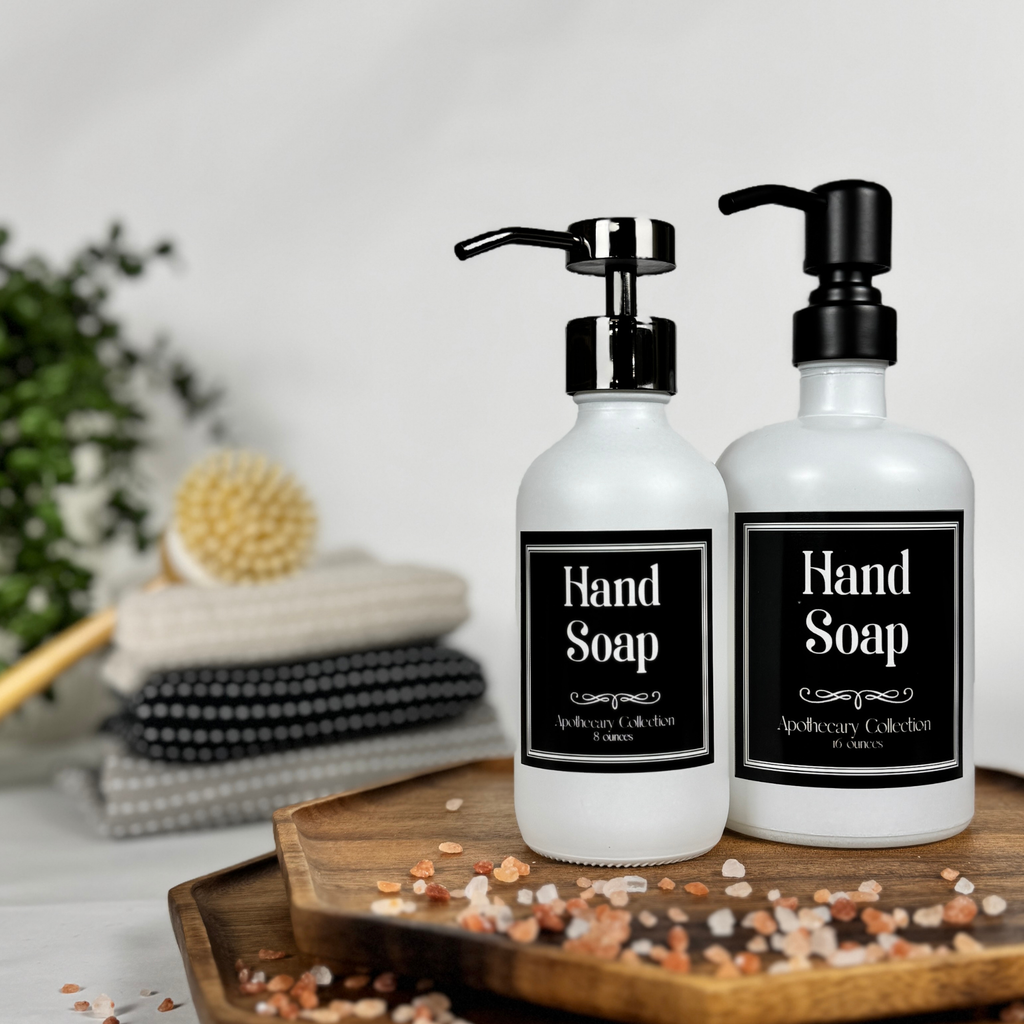 White Matte Glass Hand Soap and Dish Soap Dispenser - Apothecary Collection product detail