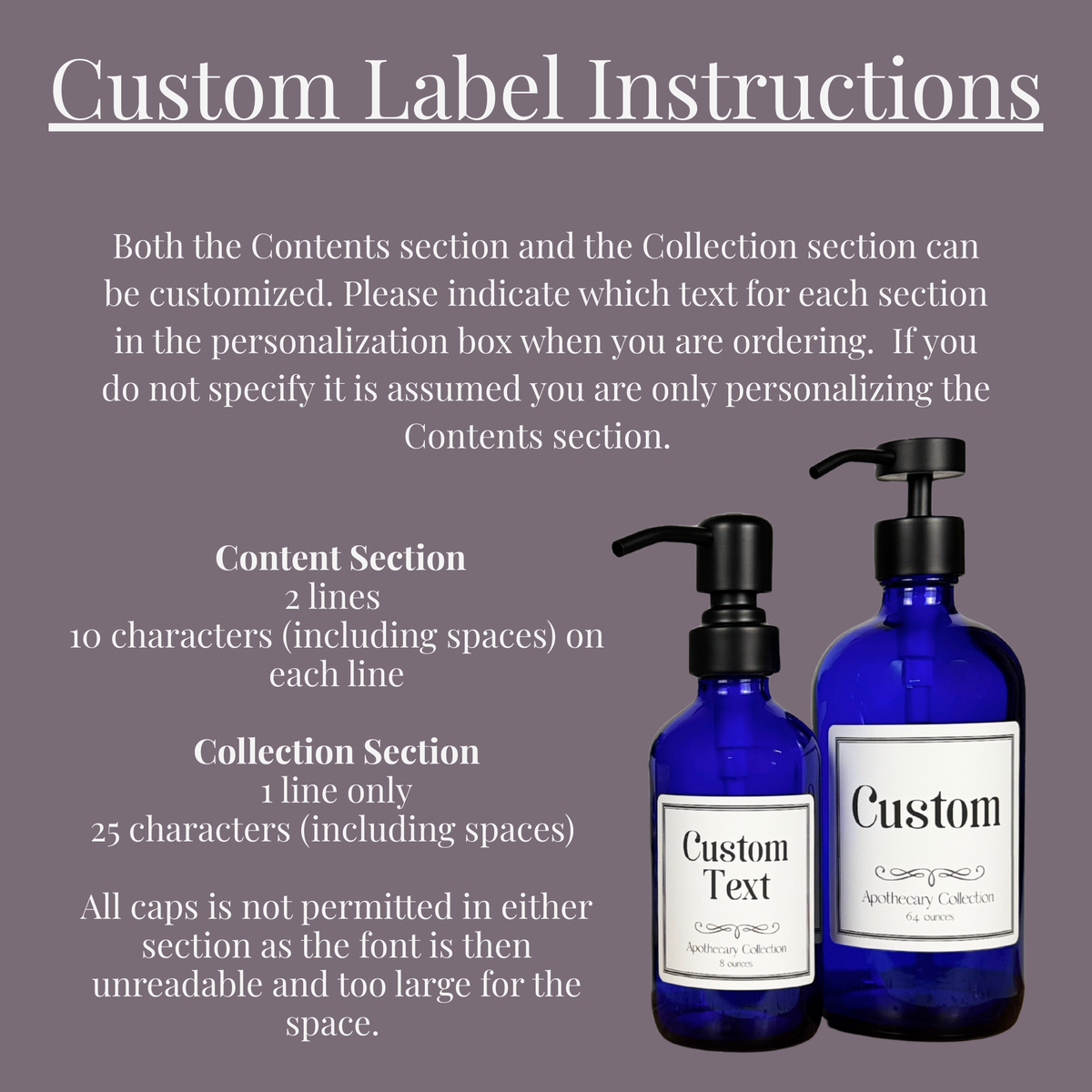 Cobalt Blue Glass Dispenser - Apothecary Collection Custom Label product detail