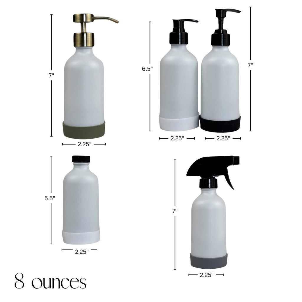White Matte Glass Dispenser with Silicone Sleeve product detail