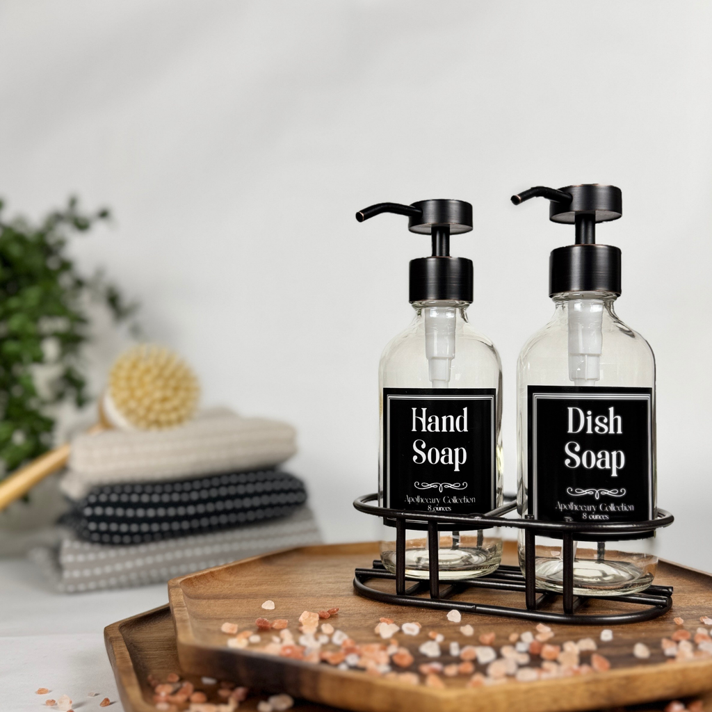Clear Glass Hand Soap and Dish Soap Set - Apothecary Collection product detail
