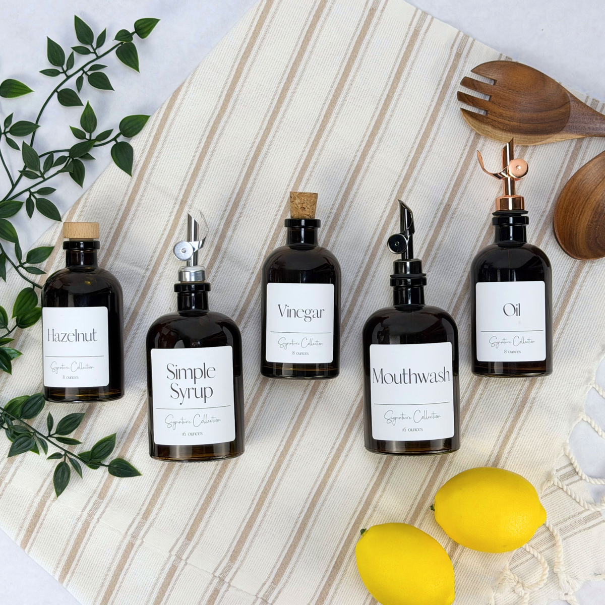 Amber Apothecary Glass Bottle - Signature Collection Custom Label product detail